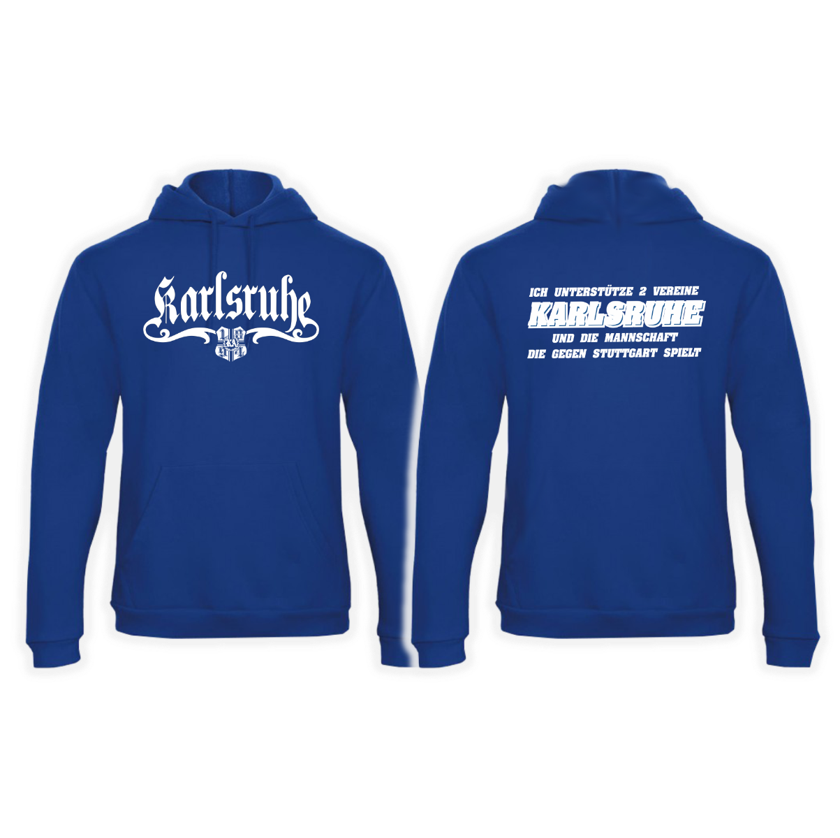 Kapuzen Sweat-Shirt "Karlsruhe 1894 - Ich Unterstütze 2 Vereine"